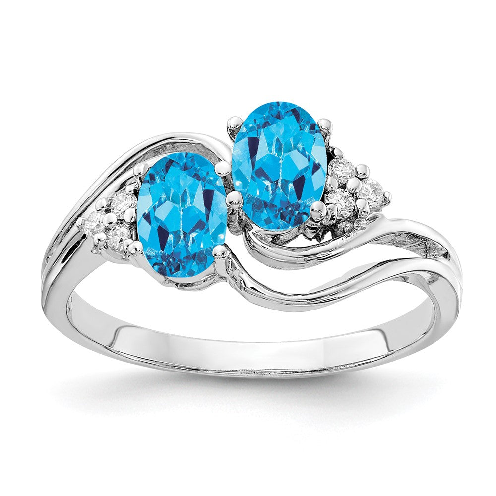 Casted;Polished;14K White gold;Genuine;In-house sizing;Blue topaz;Diamond;Avail. in 10k yellow gold;Avail. in 18k yellow gold;Avail. in 14k yellow gold;Avail. in platinum;Avail. in 18k white gold;AA quality;Blank Mounting