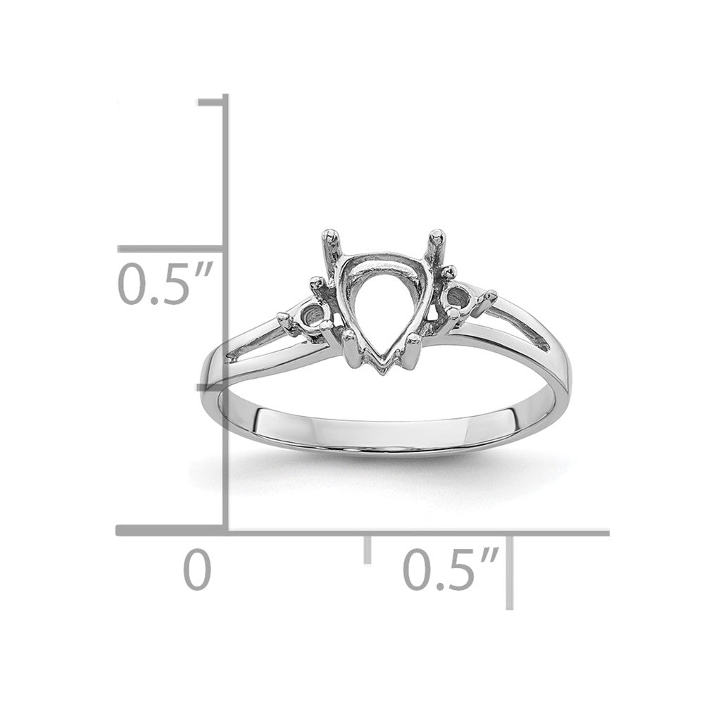 14k White Gold Diamond and 7x5 Pear Gemstone Ring Mounting