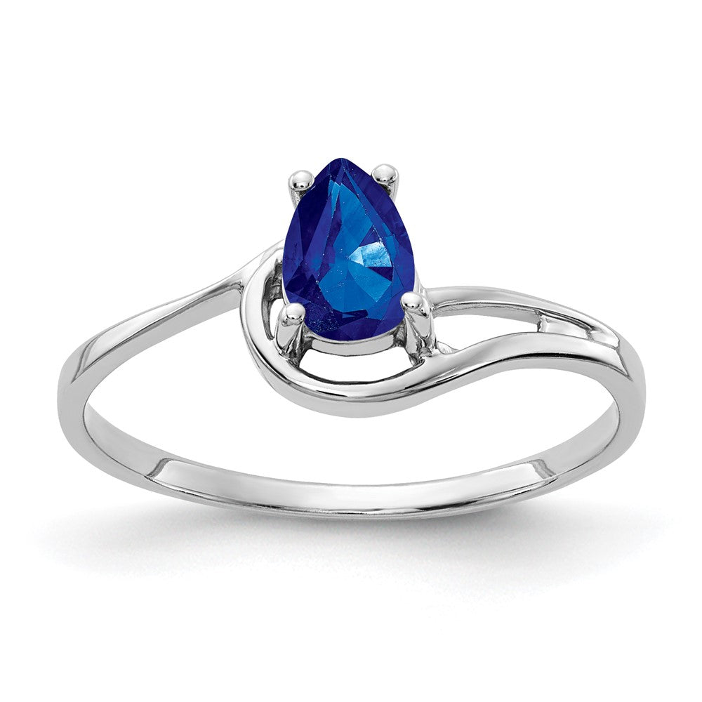 Casted;Polished;14K White gold;Genuine;In-house sizing;Sapphire;Avail. in 10k yellow gold;Avail. in 18k yellow gold;Avail. in 14k yellow gold;Avail. in platinum;Avail. in 18k white gold