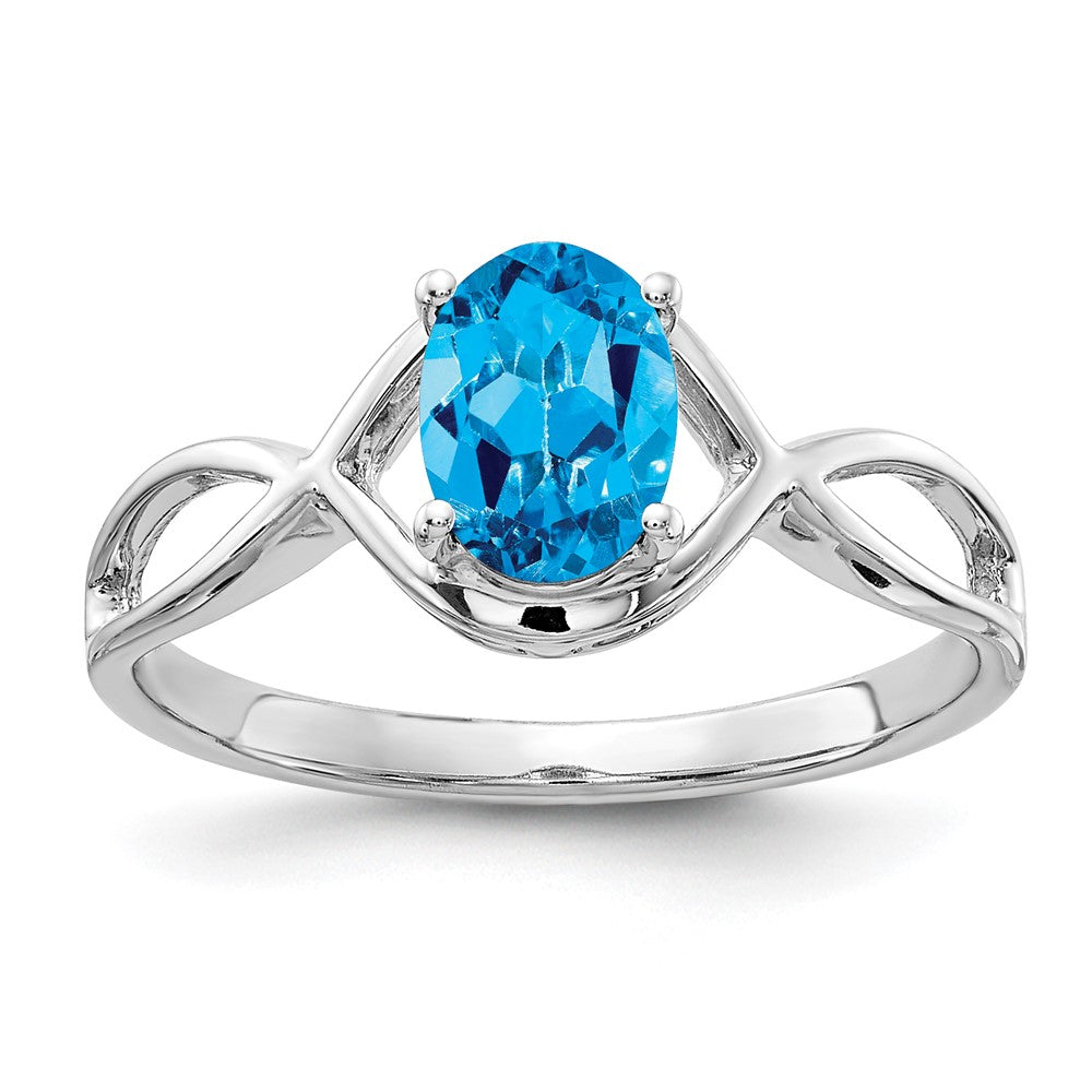 Casted;Polished;14K White gold;Genuine;In-house sizing;Blue topaz;Avail. in 10k yellow gold;Avail. in 18k yellow gold;Avail. in 14k yellow gold;Avail. in platinum;Avail. in 18k white gold;Oval