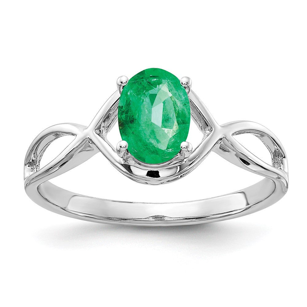 Casted;Polished;14K White gold;Genuine;In-house sizing;Emerald;Avail. in 10k yellow gold;Avail. in 18k yellow gold;Avail. in 14k yellow gold;Avail. in platinum;Avail. in 18k white gold;Genuine crocodile band;Oval