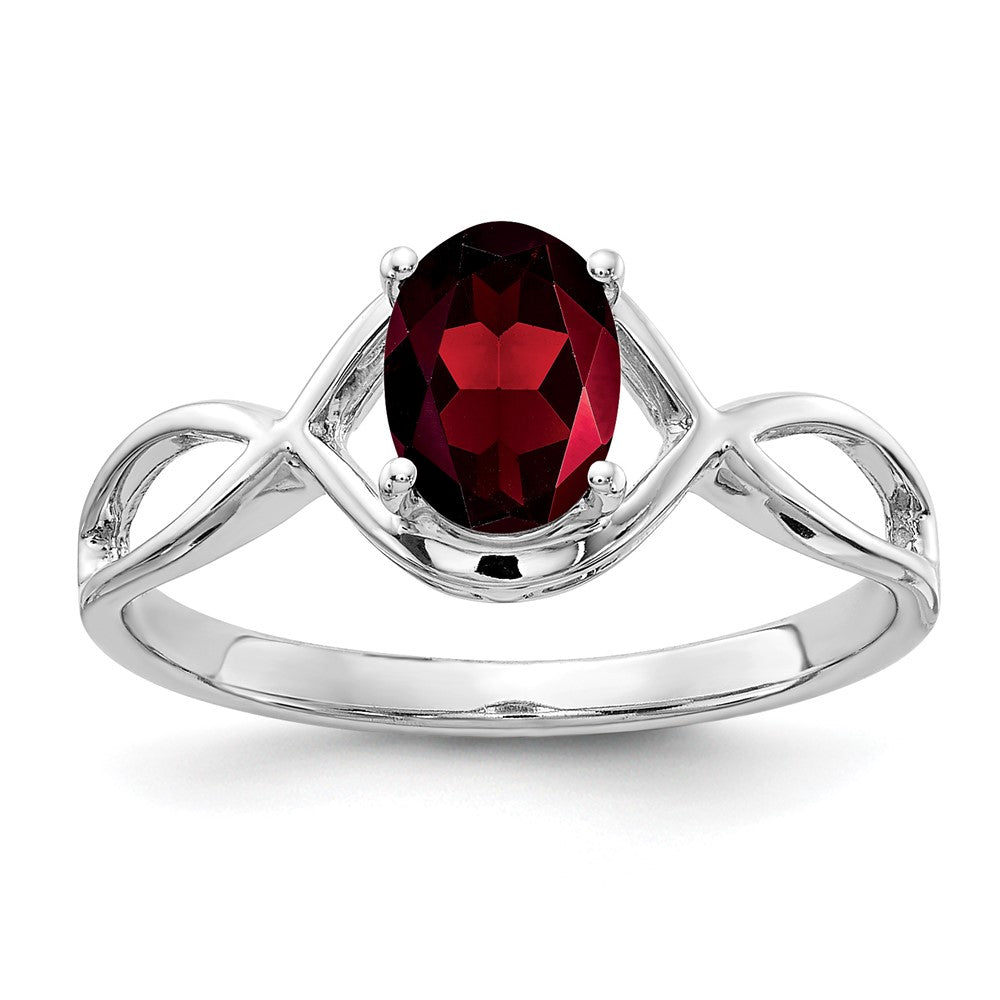 Casted;Polished;14K White gold;Genuine;In-house sizing;Garnet;Avail. in 10k yellow gold;Avail. in 18k yellow gold;Avail. in 14k yellow gold;Avail. in platinum;Avail. in 18k white gold;Oval