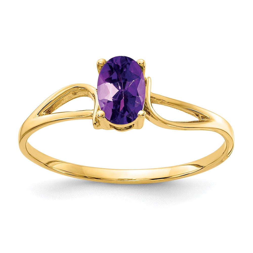 Casted;Polished;14k Yellow gold;Genuine;In-house sizing;Amethyst;Avail. in 10k yellow gold;Avail. in 18k yellow gold;Avail. in platinum;Avail. in 18k white gold;Oval