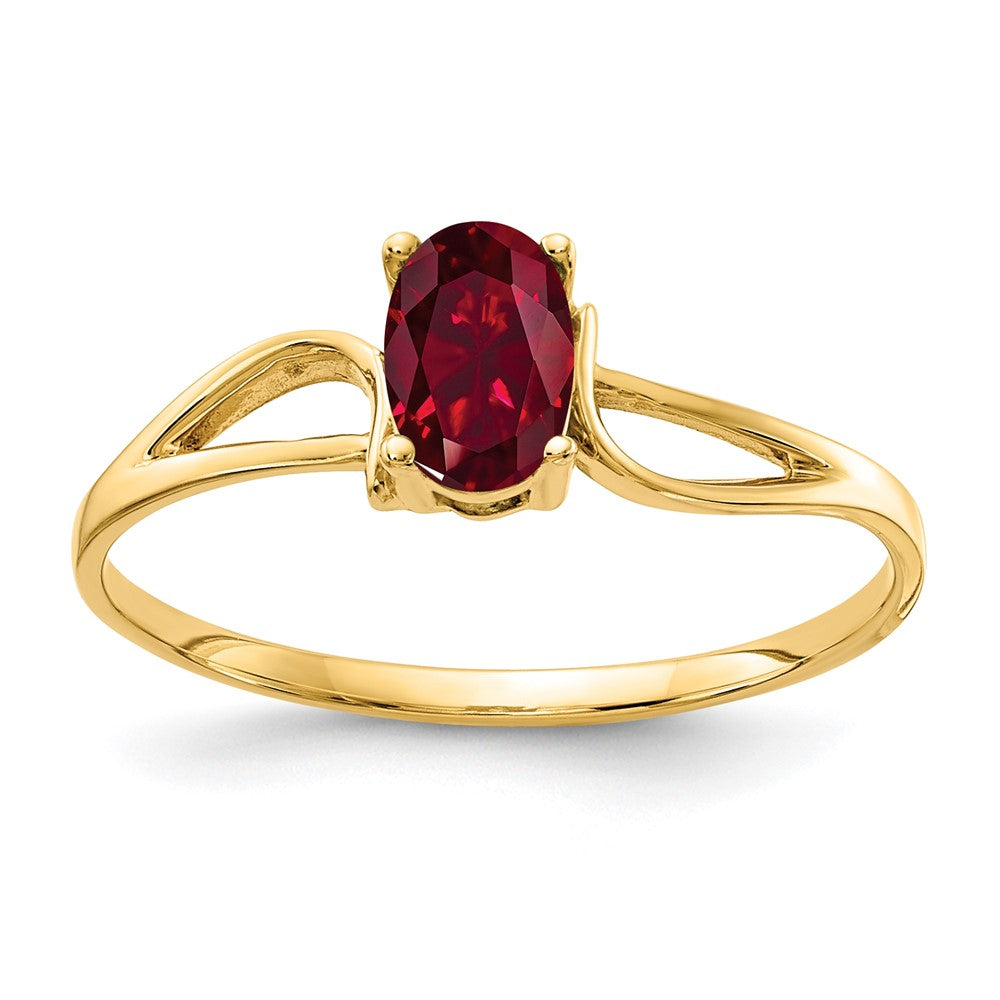 Casted;Polished;14k Yellow gold;Created;In-house sizing;Ruby;Avail. in 10k yellow gold;Avail. in 18k yellow gold;Avail. in platinum;Avail. in 18k white gold;Oval