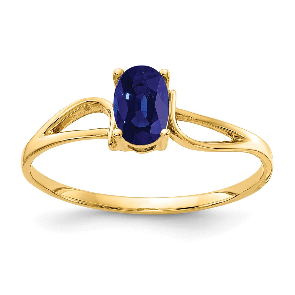 Casted;Polished;14k Yellow gold;Genuine;In-house sizing;Sapphire;Avail. in 10k yellow gold;Avail. in 18k yellow gold;Avail. in platinum;Avail. in 18k white gold;Oval
