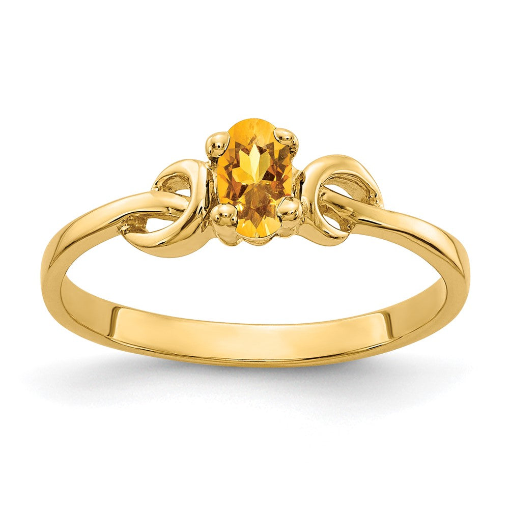 Casted;Polished;14k Yellow gold;Genuine;In-house sizing;Citrine;Avail. in 10k yellow gold;Avail. in 18k yellow gold;Avail. in platinum;Avail. in 18k white gold;Oval