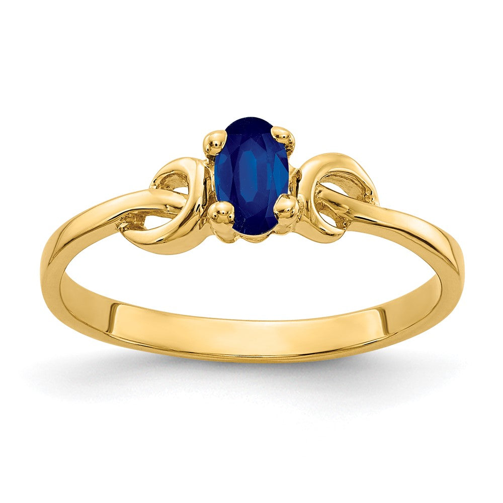 Casted;Polished;14k Yellow gold;Genuine;In-house sizing;Sapphire;Avail. in 10k yellow gold;Avail. in 18k yellow gold;Avail. in platinum;Avail. in 18k white gold;Oval