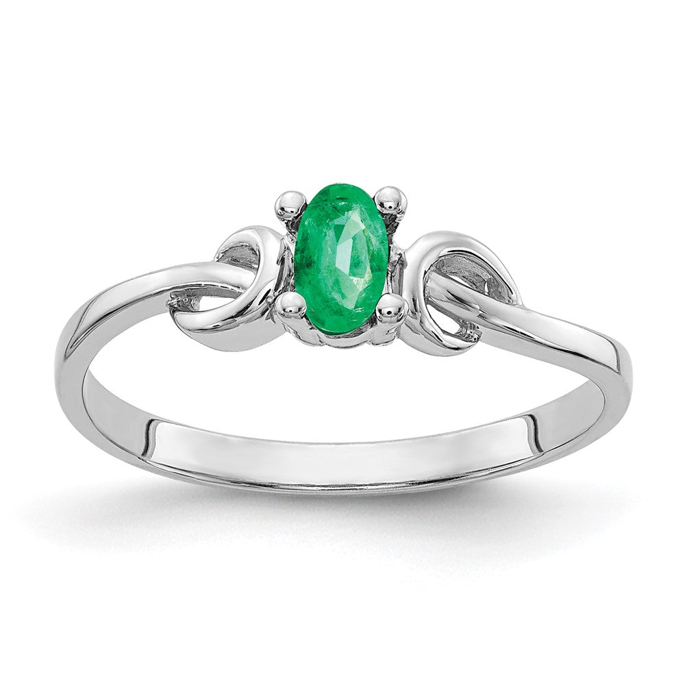 Casted;Polished;14K White gold;Genuine;In-house sizing;Emerald;Avail. in 10k yellow gold;Avail. in 18k yellow gold;Avail. in platinum;Avail. in 18k white gold;Oval