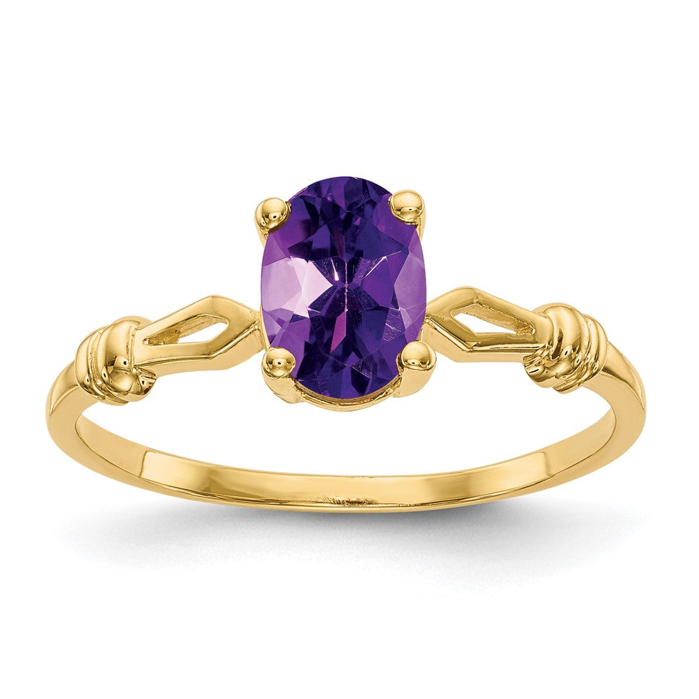 Casted;Polished;14k Yellow gold;Genuine;In-house sizing;Amethyst;Avail. in 10k yellow gold;Avail. in 18k yellow gold;Avail. in platinum;Avail. in 18k white gold;Oval
