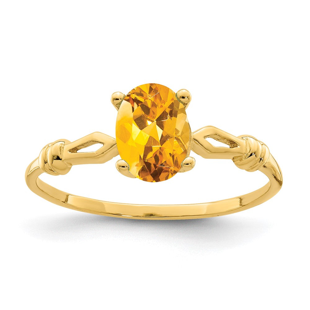 Casted;Polished;14k Yellow gold;Genuine;In-house sizing;Citrine;Avail. in 10k yellow gold;Avail. in 18k yellow gold;Avail. in platinum;Avail. in 18k white gold;Oval