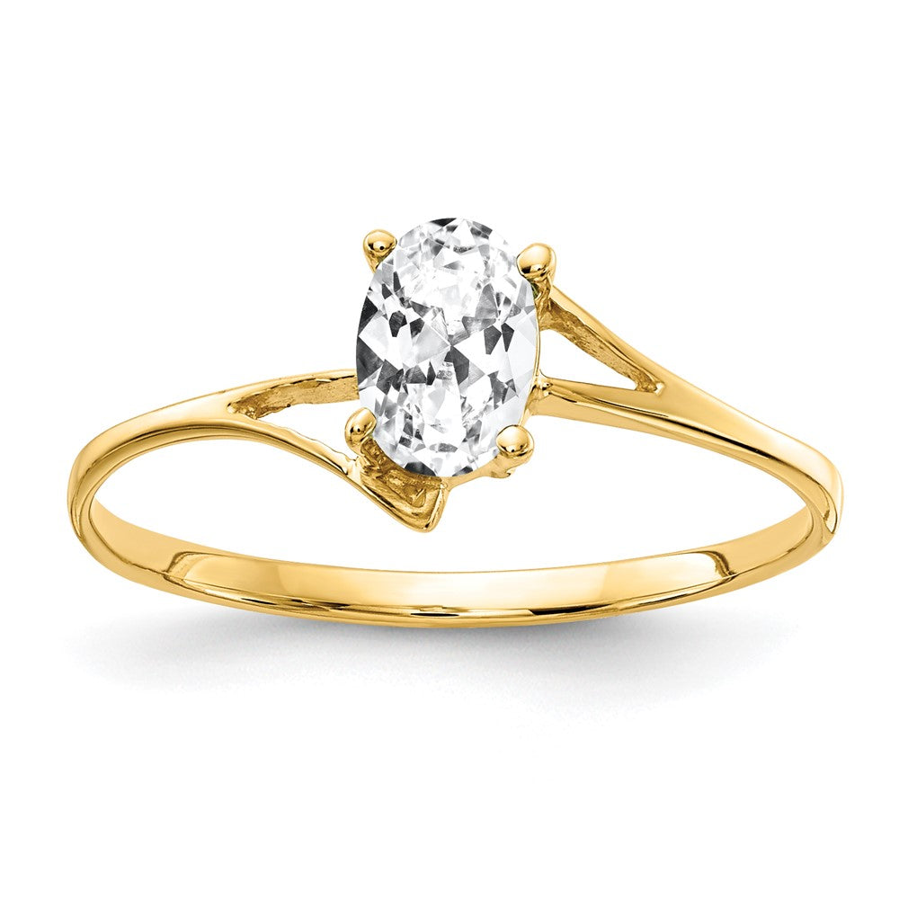 Casted;Polished;14k Yellow gold;In-house sizing;CZ;Avail. in 10k yellow gold;Avail. in 18k yellow gold;Avail. in platinum;Avail. in 18k white gold;Oval