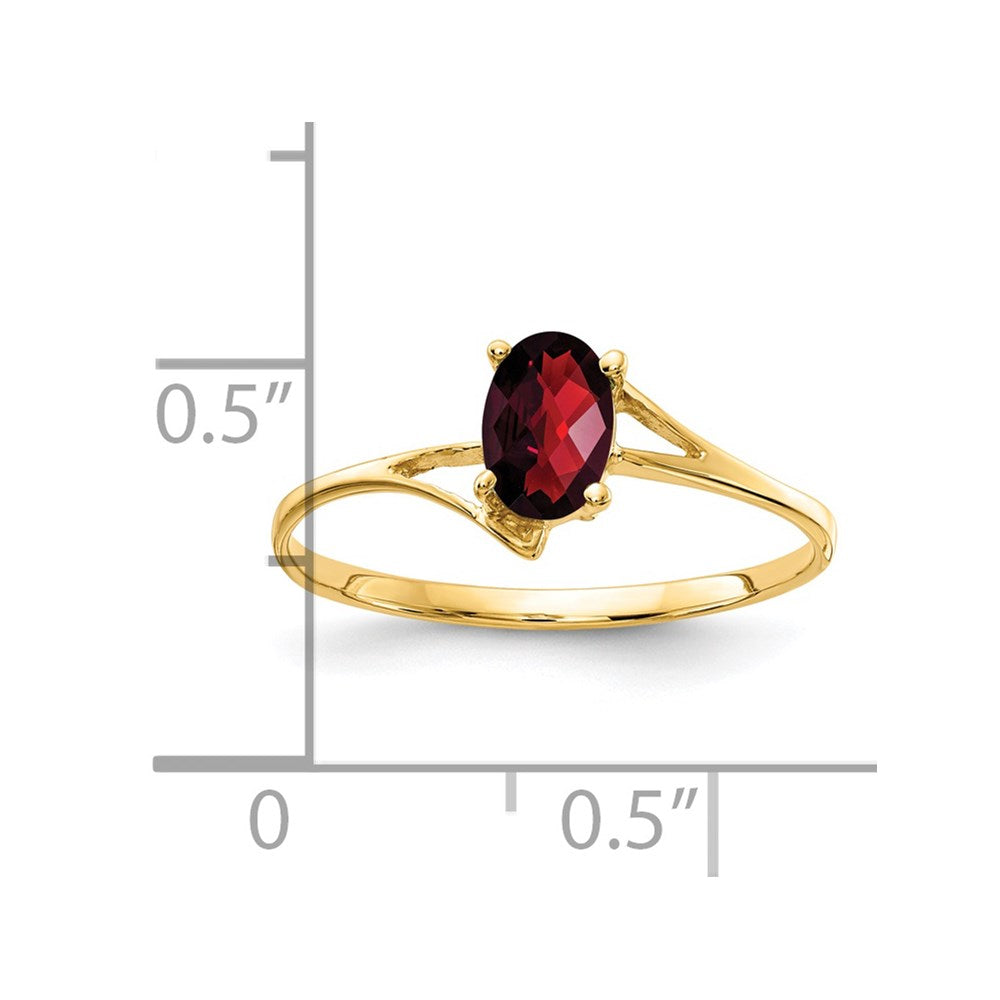 14k 6x4mm Oval Garnet Checker ring