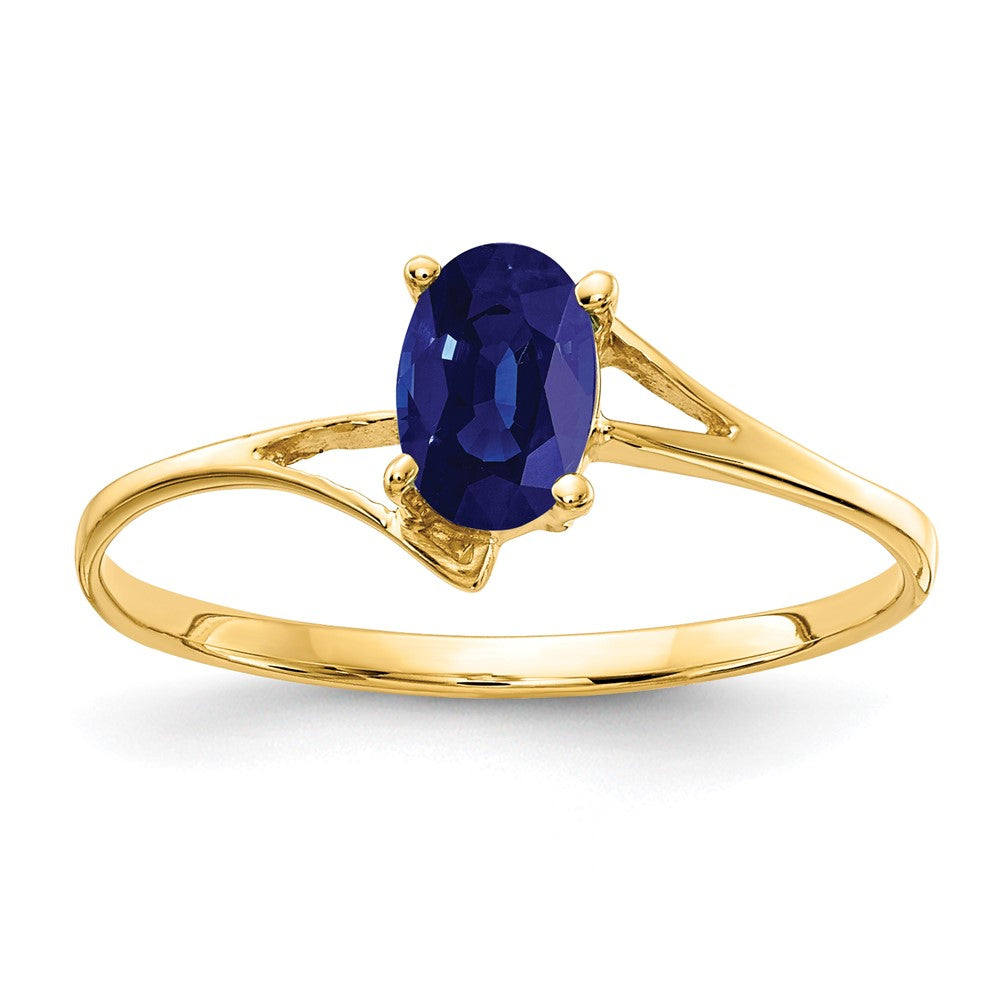 Casted;Polished;14k Yellow gold;Genuine;In-house sizing;Sapphire;Avail. in 10k yellow gold;Avail. in 18k yellow gold;Avail. in platinum;Avail. in 18k white gold;Oval