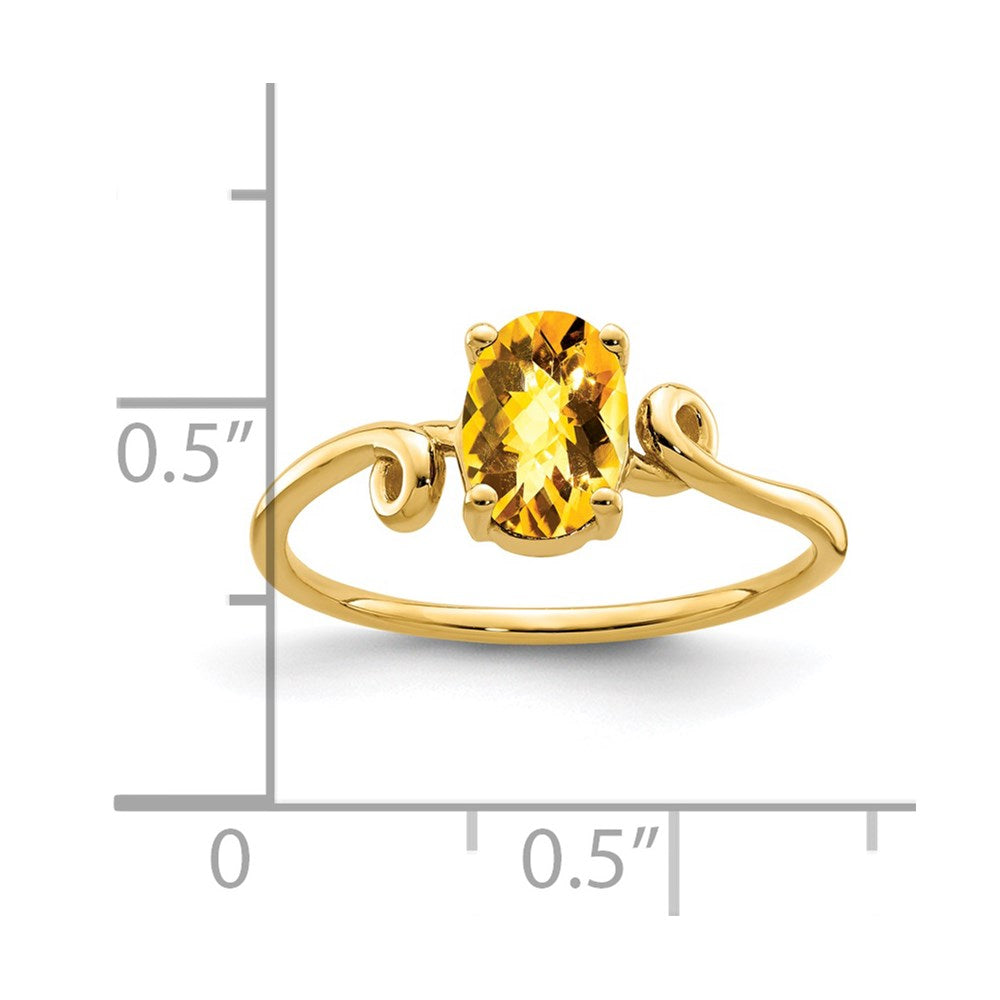 14k 7x5mm Oval Citrine Checker ring