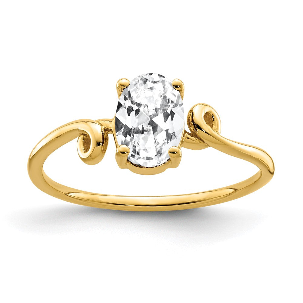 Casted;Polished;14k Yellow gold;In-house sizing;CZ;Avail. in 10k yellow gold;Avail. in 18k yellow gold;Avail. in platinum;Avail. in 18k white gold;Oval