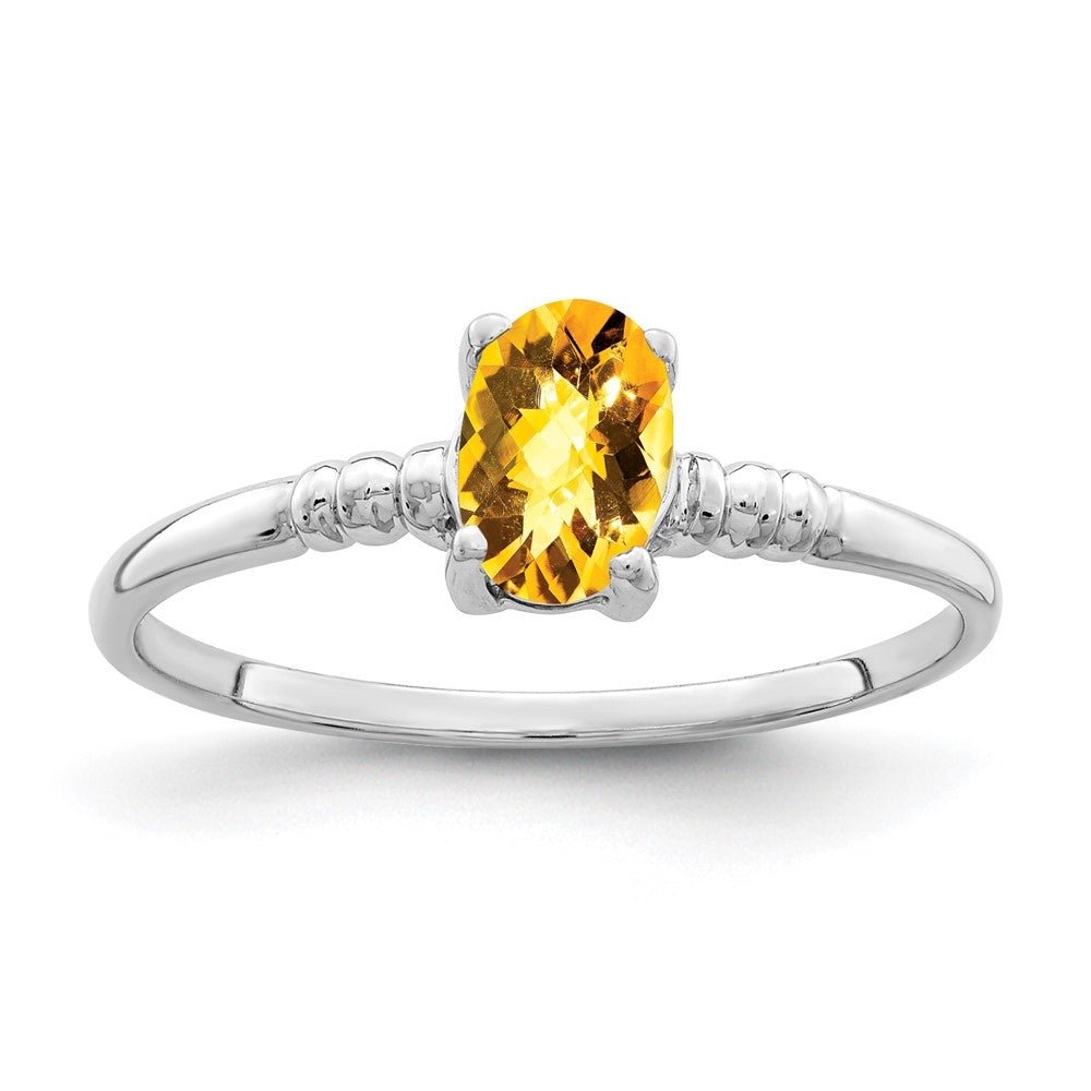 Casted;Polished;14K White gold;Genuine;In-house sizing;Citrine;Avail. in 10k yellow gold;Avail. in 18k yellow gold;Avail. in platinum;Avail. in 18k white gold;Oval