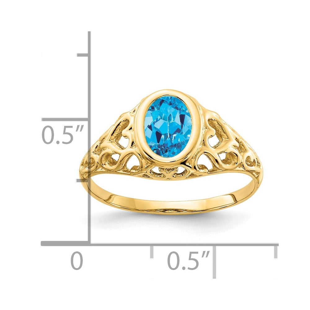 14k 7x5mm Oval Blue Topaz ring