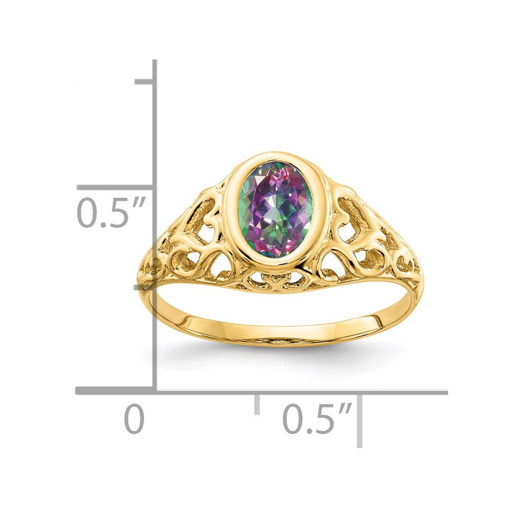 14k Oval Mystic Fire Topaz Ring
