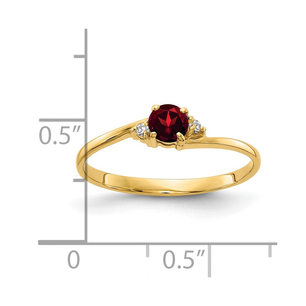14k 4mm Garnet AA Diamond ring