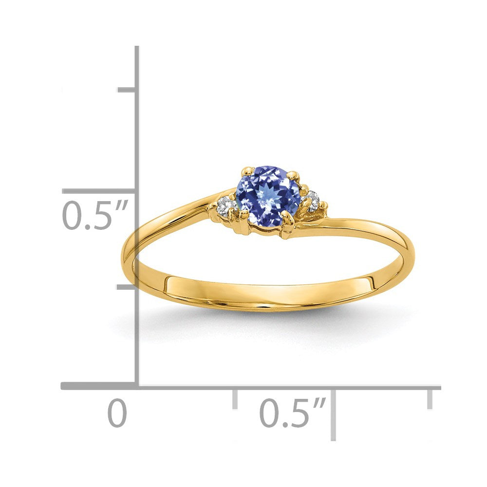 14k 4mm Tanzanite AA Diamond ring