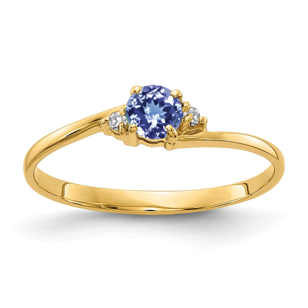 Casted;Polished;14k Yellow gold;Genuine;In-house sizing;Diamond;Tanzanite;Avail. in 10k yellow gold;Avail. in 18k yellow gold;Avail. in platinum;Prong set;Avail. in 18k white gold;AA quality