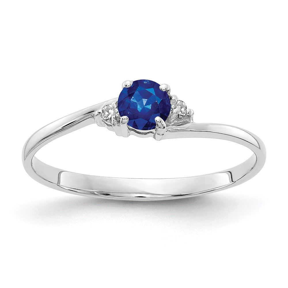 Casted;Polished;14K White gold;Genuine;In-house sizing;Diamond;Sapphire;Avail. in 10k yellow gold;Avail. in 18k yellow gold;Avail. in platinum;Prong set;Avail. in 18k white gold;AA quality