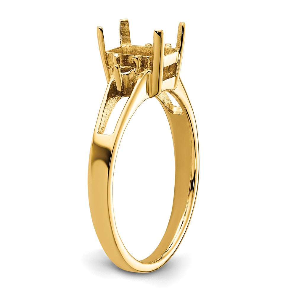 14k Diamond / 7x5mm Emerald-cut Gemstone Ring Mounting