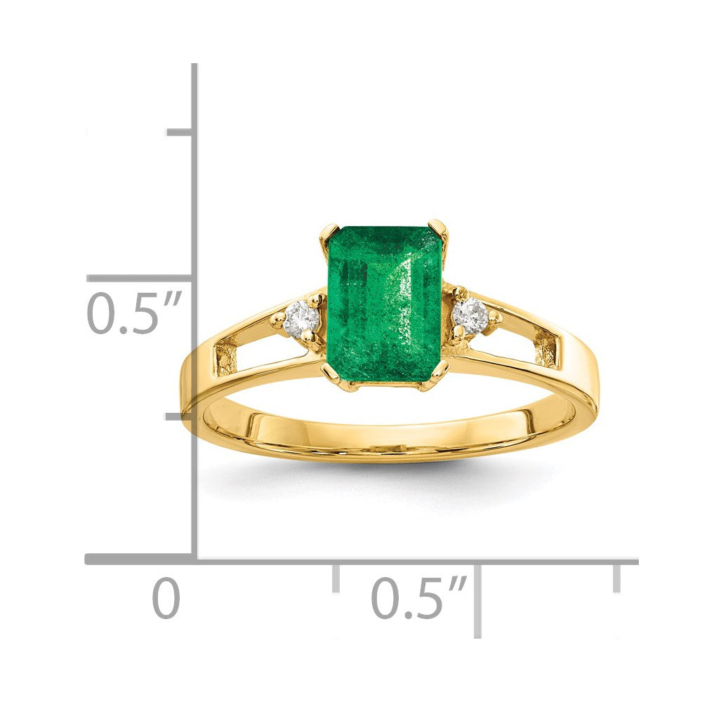 14k 7x5mm Emerald Cut Emerald AA Diamond ring