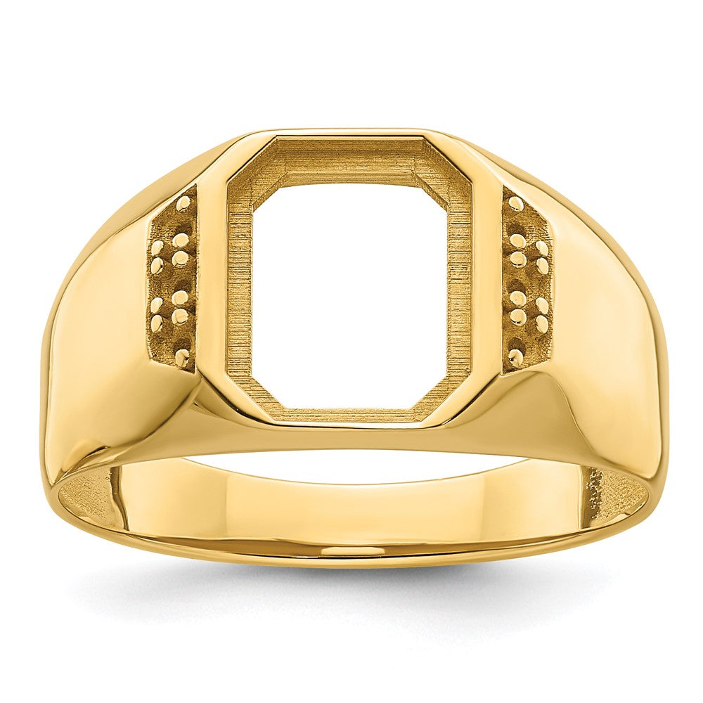 Casted;Polished;14k Yellow gold;Open back;Avail. in 10k yellow gold;Avail. in 18k yellow gold;Avail. in platinum;Not engraveable;Prong set;Sizing 2-3 weeks;Avail. in 10k white gold;Avail. in 18k white gold;Mens