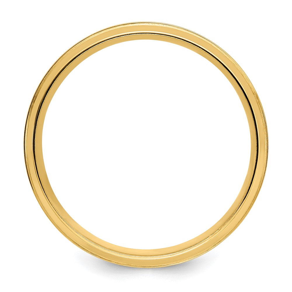 14k Yellow Gold 6mm Lightweight Comfort Fit Brushed Satin/Polished Line Edge Wedding Band Size 8
