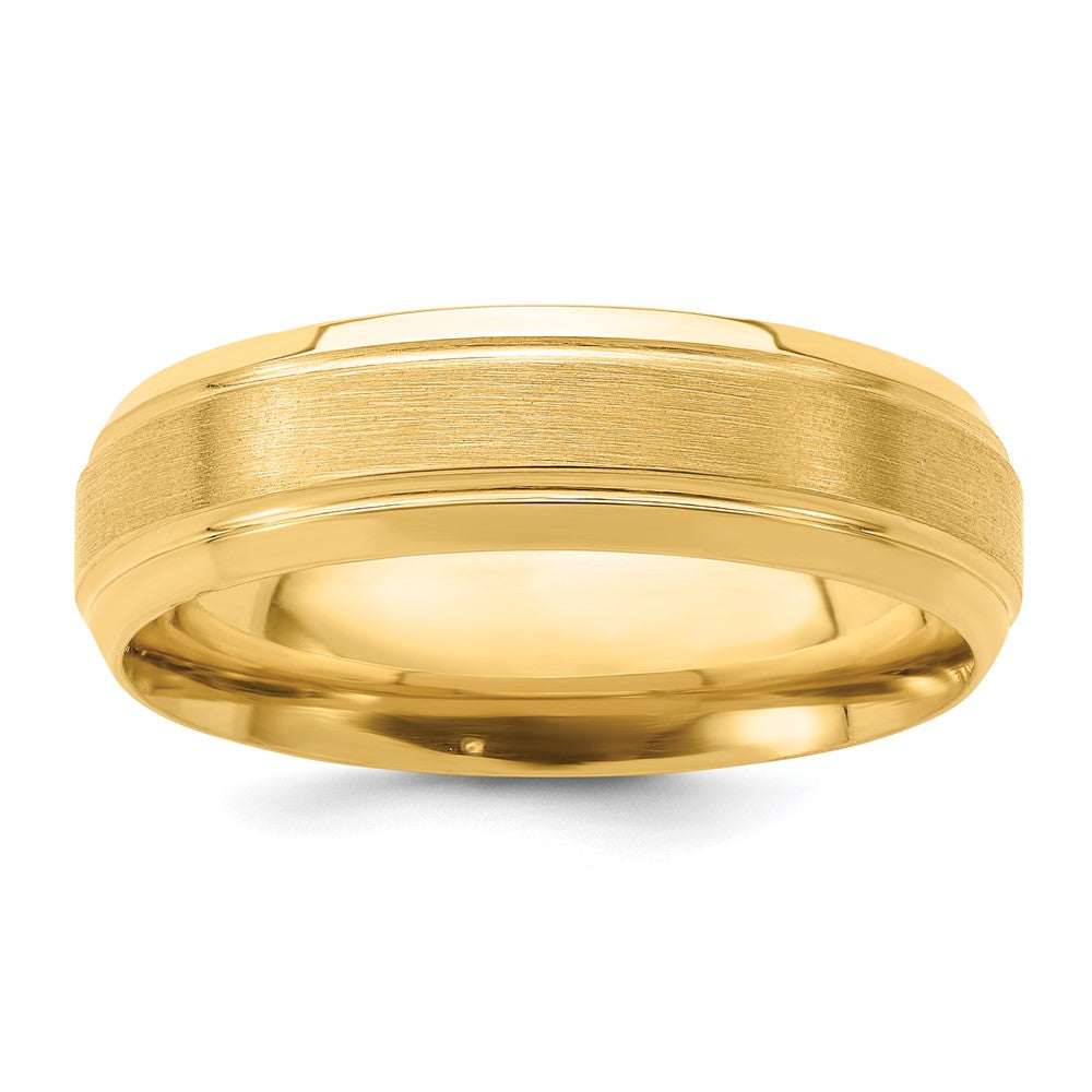 Solid;14k Yellow gold;Comfort fit;Polished & satin;Beveled Edge;Grooved