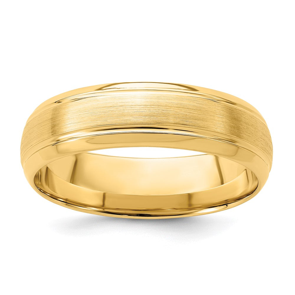 Solid;Polished;14k Yellow gold;Lightweight;Half Round;Grooved