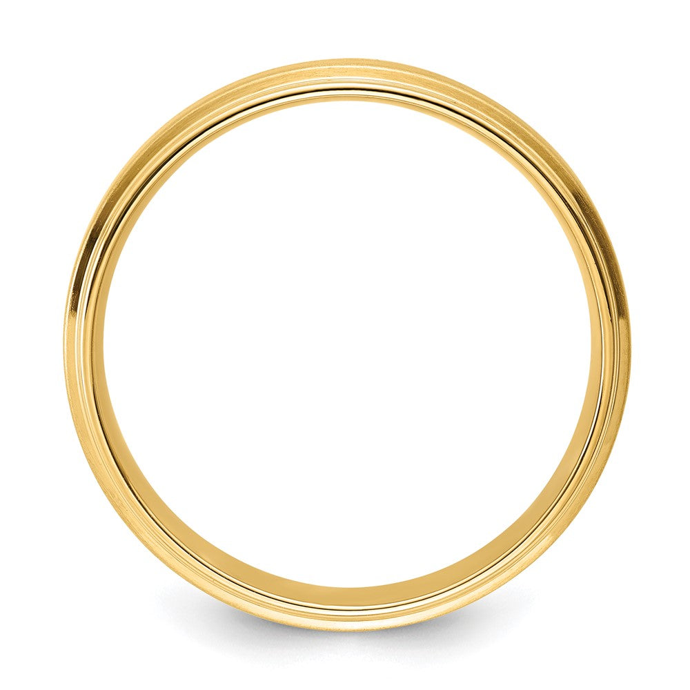14k Yellow Gold 6mm Lightweight Comfort Fit Brushed Satin/Polished Stepped Edge Wedding Band Size 10