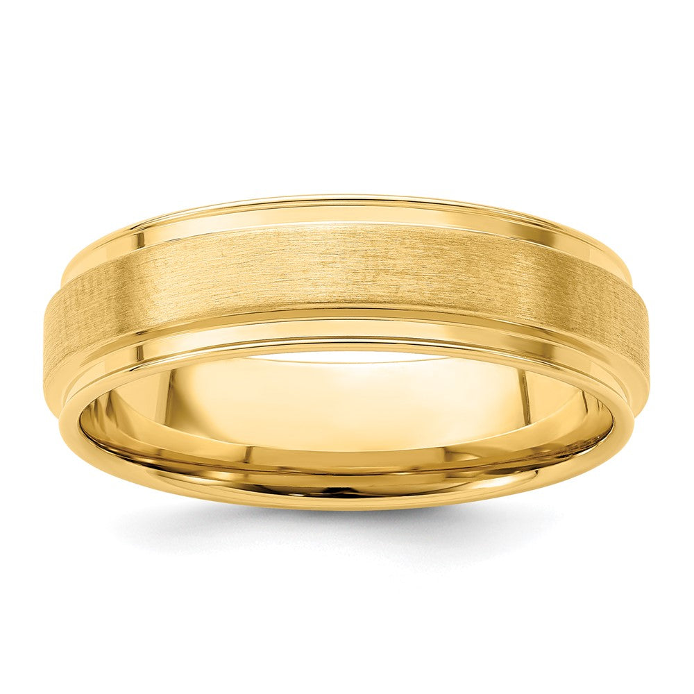 Solid;14k Yellow gold;Comfort fit;Polished & satin;Lightweight;Half Round;Grooved