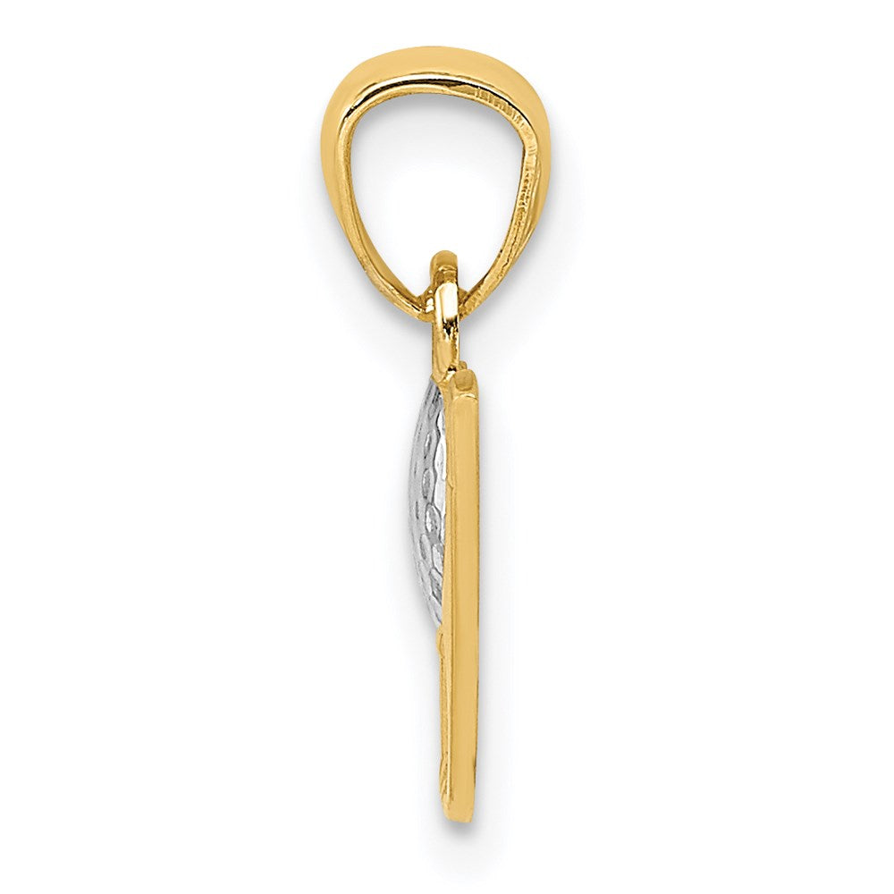 14k and White Rhodium Golf Ball and Club Pendant