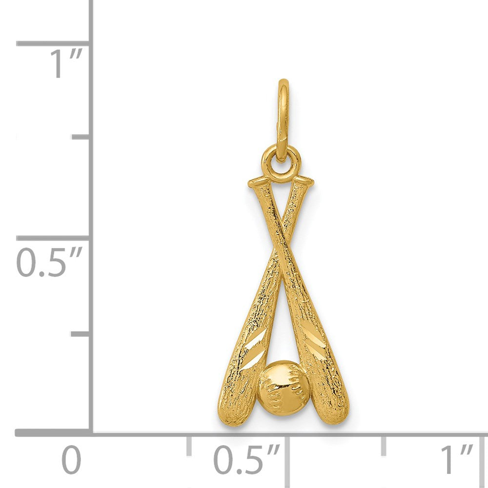 14K Diamond-cut Baseball Bats and Ball Pendant