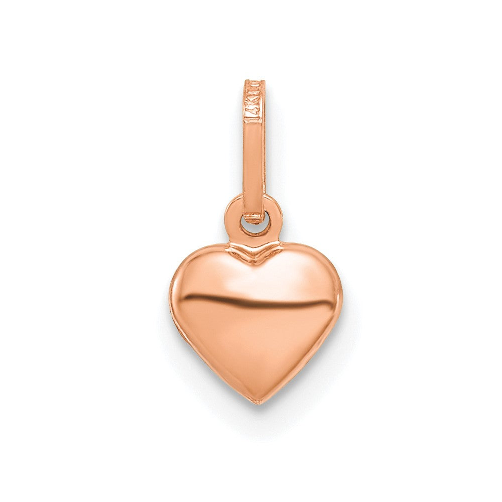 14K Rose Gold Polished 3-D Puffed Heart Charm