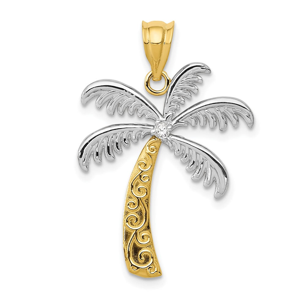 Polished;14K Yellow gold & rhodium;Textured