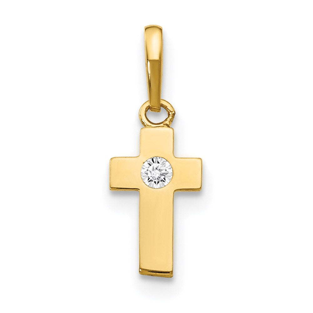 Polished;14k Yellow gold;CZ