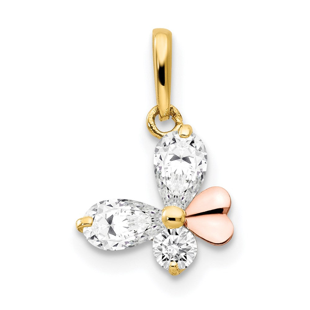 Polished;14K Two-tone;CZ