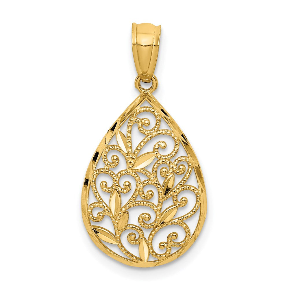 Diamond-cut;Polished;14k Yellow gold;Filigree;Textured