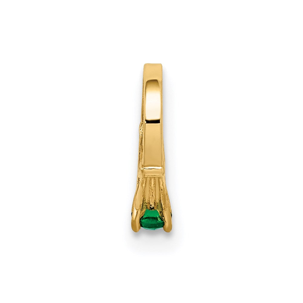14K 3-D May Ring with Dark Green Glass Stone Charm