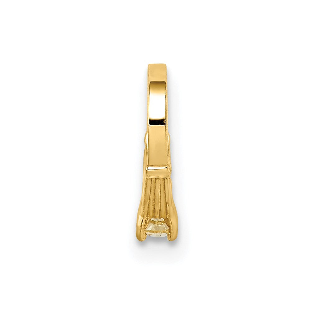 14K 3-D November Ring with Yellow CZ Charm