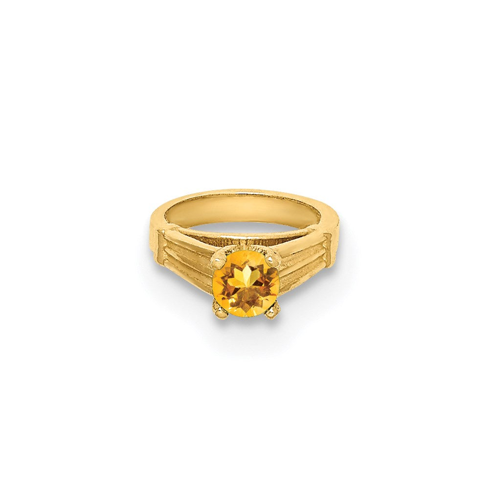 14K 3-D November Ring with Yellow CZ Charm