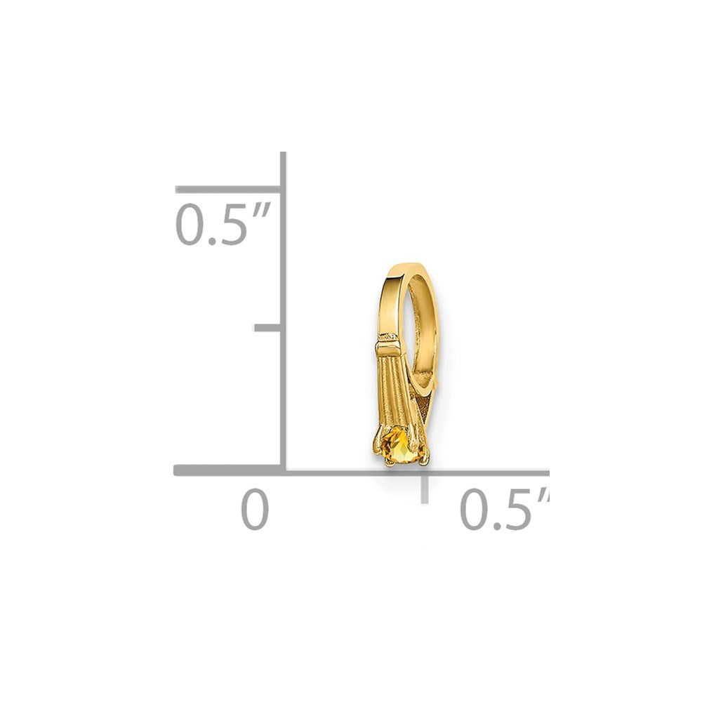 14K 3-D November Ring with Yellow CZ Charm
