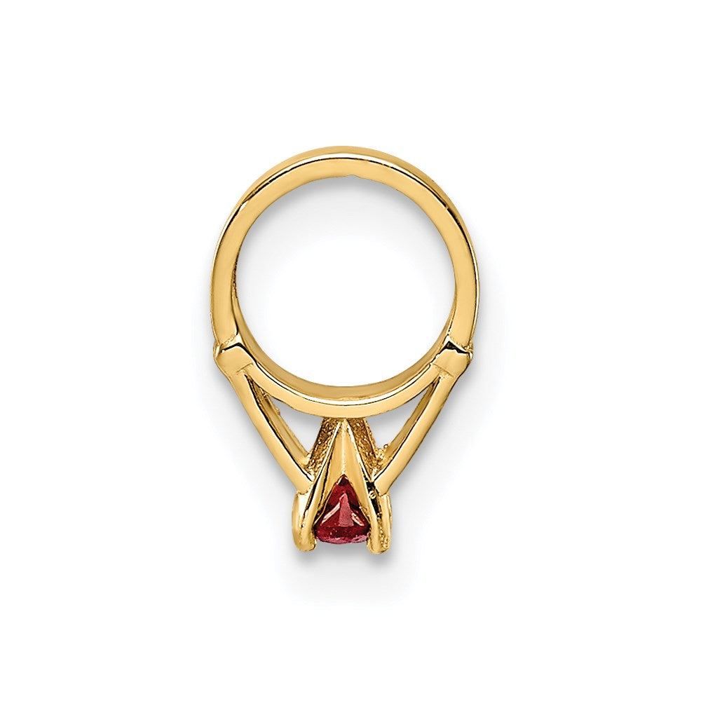 14K 3-D January Ring with Red CZ Charm