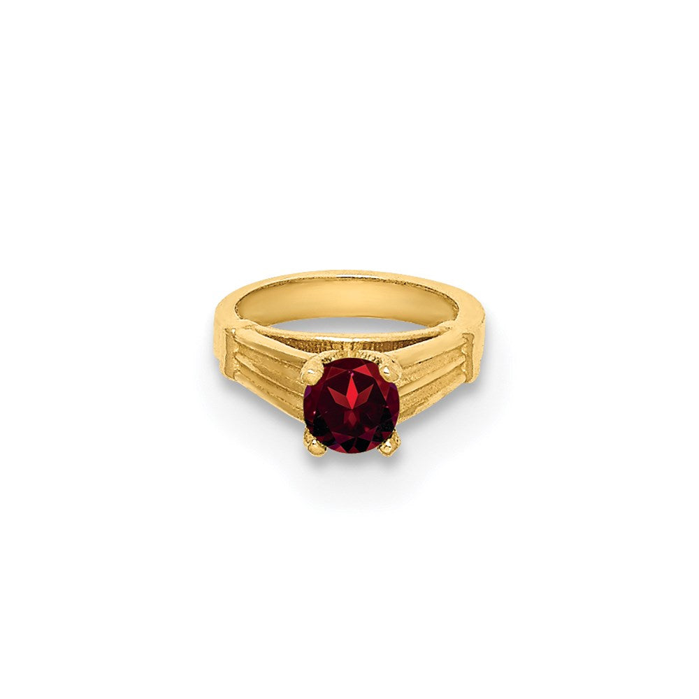 14K 3-D January Ring with Red CZ Charm
