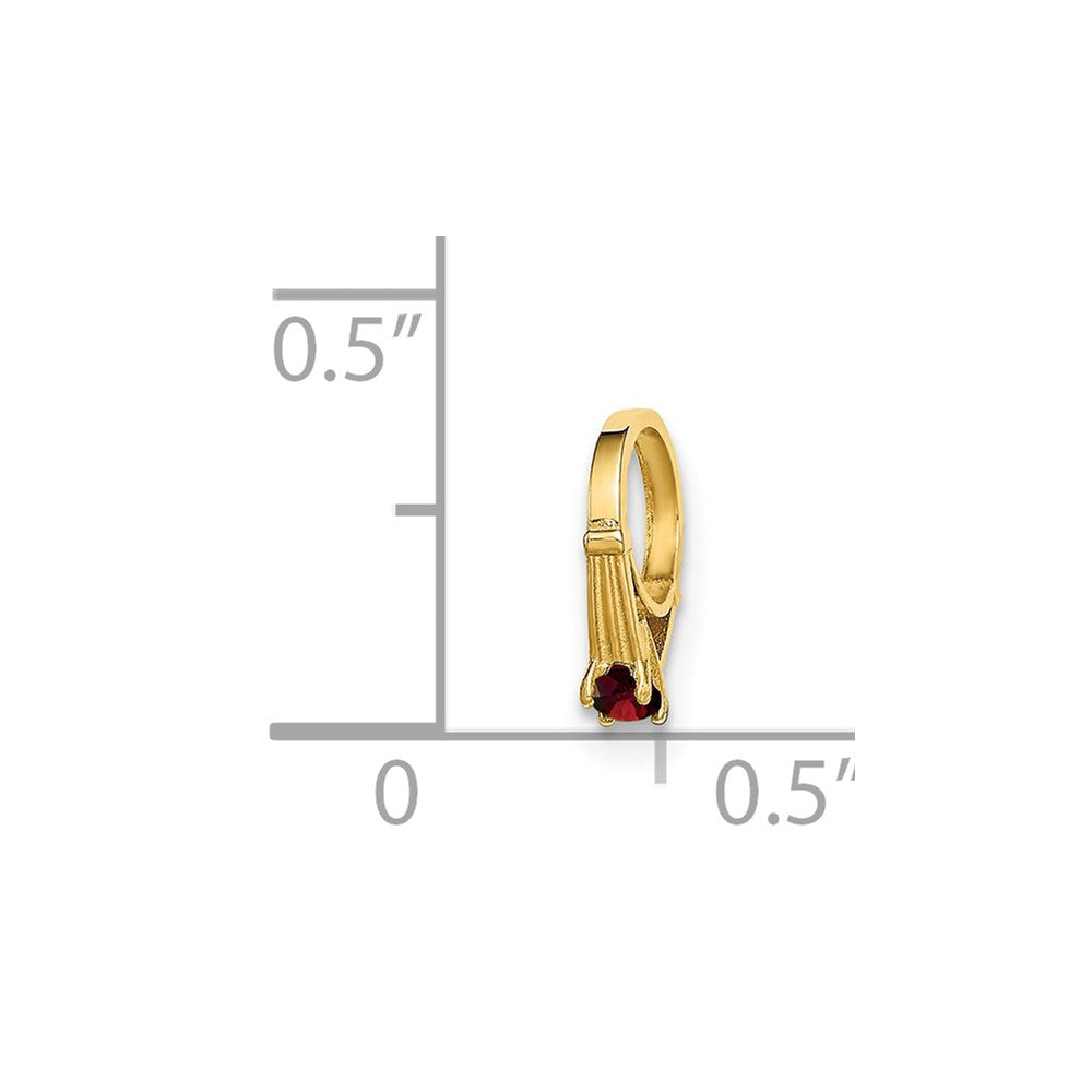 14K 3-D January Ring with Red CZ Charm