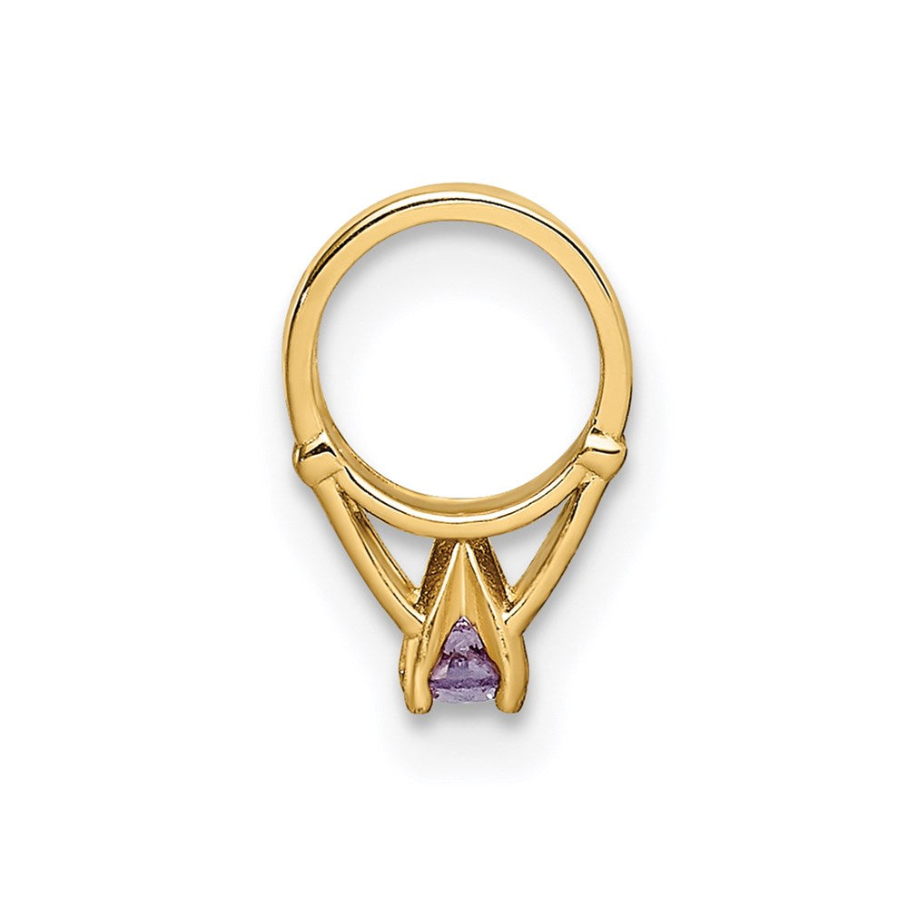 14K 3-D February Ring with Dark Purple CZ Charm