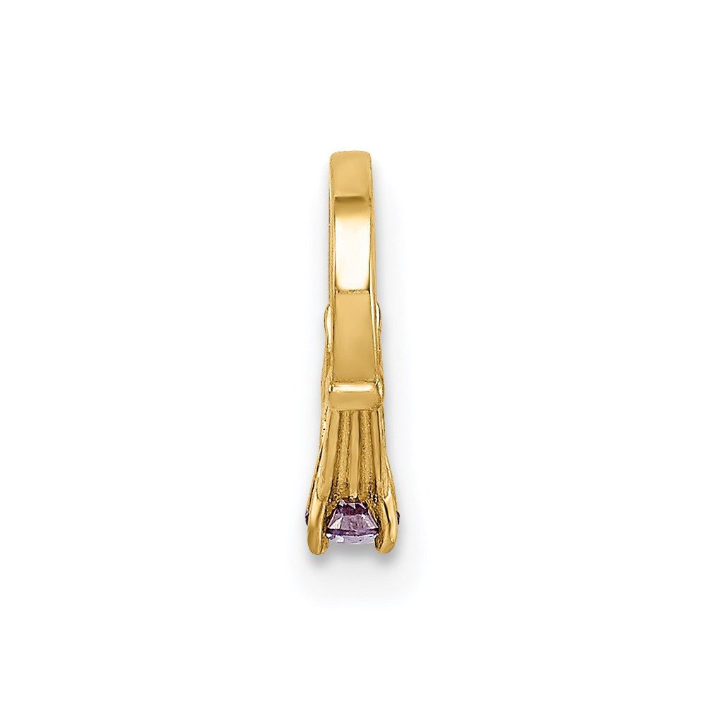 14K 3-D February Ring with Dark Purple CZ Charm